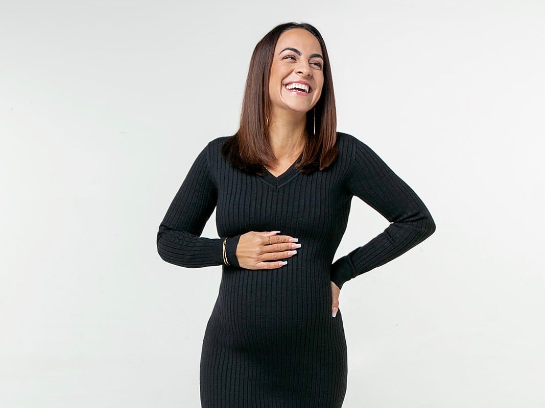 Long Maternity Sweater Dress, MARION's designer Luxe Knit Maxi for Maternity & Nursing in black or nutmeg brown.