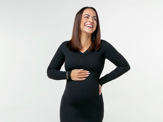 Long Maternity Sweater Dress, MARION's designer Luxe Knit Maxi for Maternity & Nursing in black or nutmeg brown. 