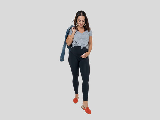 MARION Petite Maternity Clothes - Petite Friendly Black Maternity Leggings.