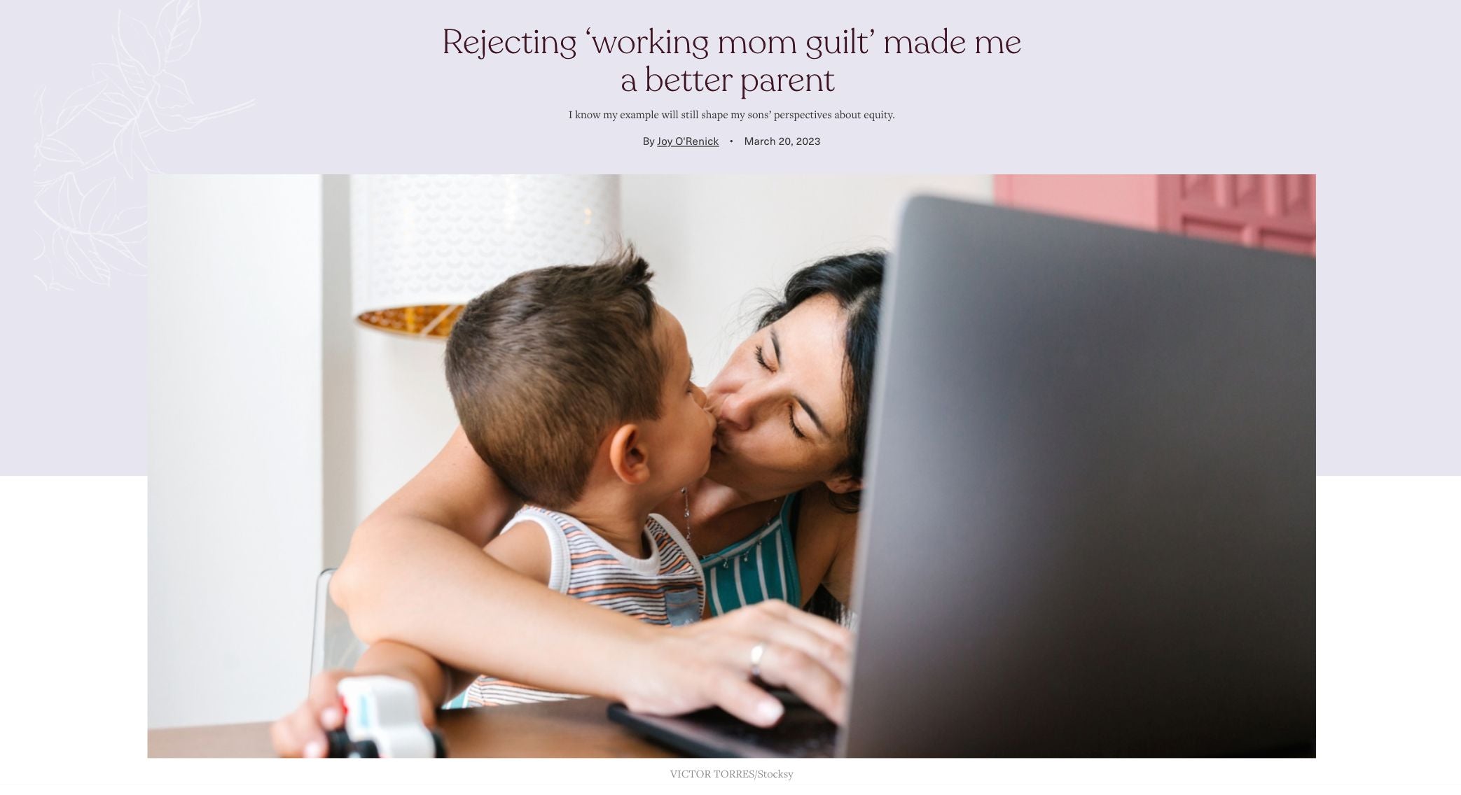 MARION founder Joy O'Renick's recent article in Motherly.