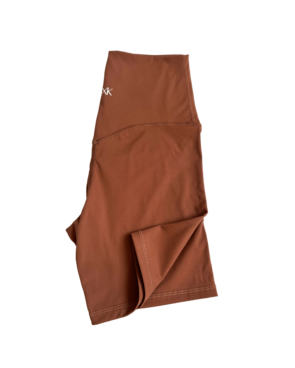 Terra cotta brown luxury maternity bike shorts with stretch belly band. Perfect for pregnancy and postpartum recovery and support. 