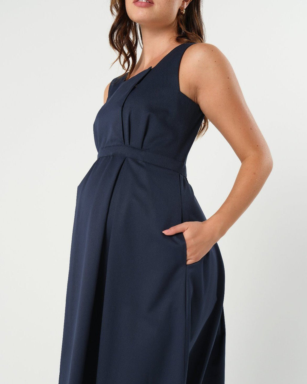 Tailored Blue Maternity & Nursing Dress