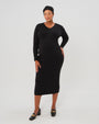 Plus size pregnant model wearing MARION's premium quality black maternity sweater dress. Designed with discreet nursing access, this long sleeve knit maternity dress has 100% 5-star reviews, is petite friendly, and fits tall mamas like a midi dress. Perfect for baby shower, wedding guest, or business attire. 

MARION offers the best elevated, flattering maternity dresses of 2026 for work, your baby shower, wedding guest outfits, party and occasion wear, or church. Offered by Nordstrom & Bloomingdale's. 