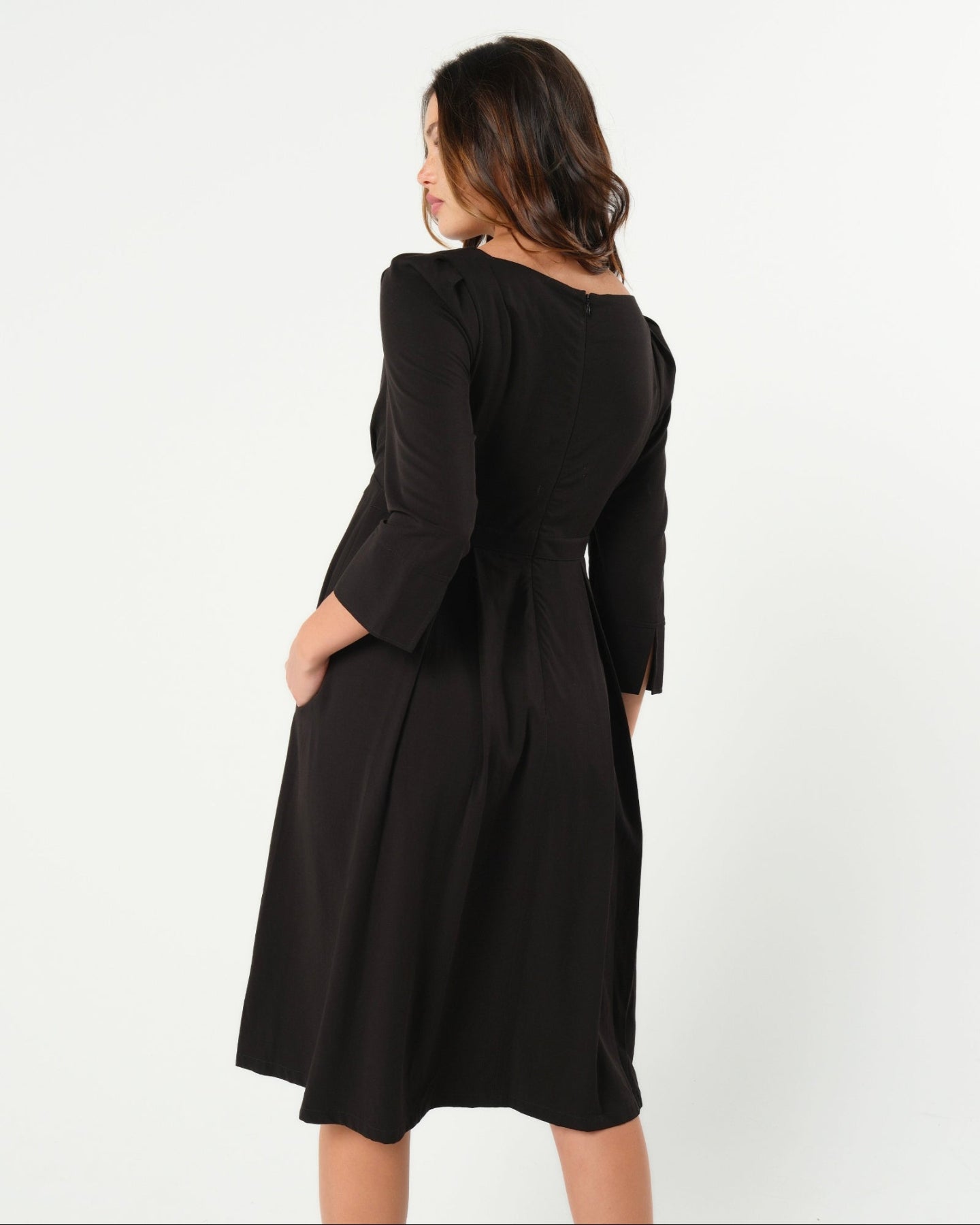 Sarah Empire Maternity & Nursing Dress in TENCEL (Regular & Petite) S / Beige Sarah Empire Maternity & Nursing Dress in TENCEL (Regular & Petite) S / Beige