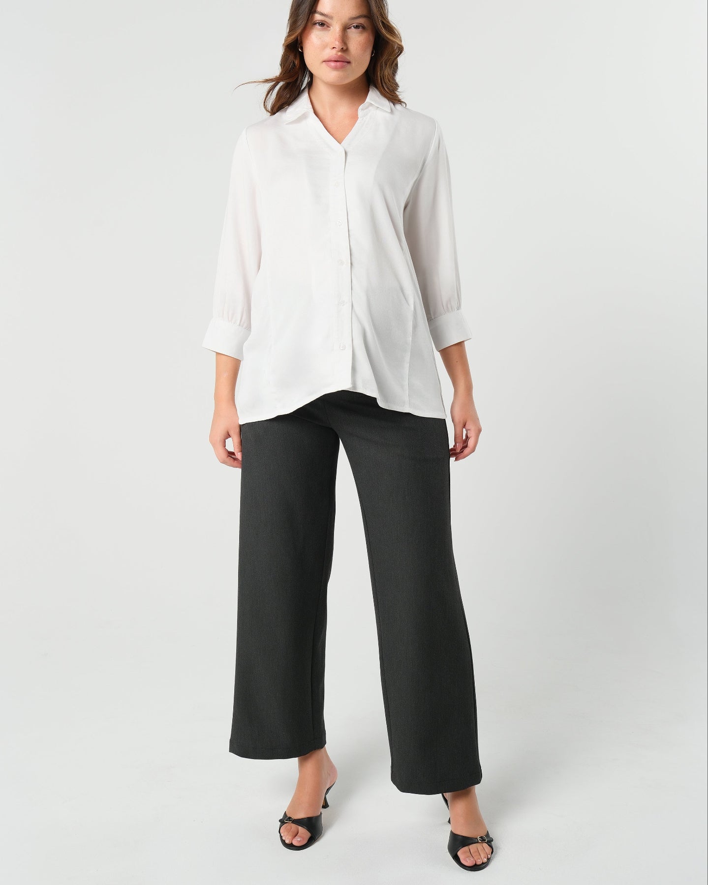 Nathalie Wide Leg Maternity Trouser (Regular & Petite) S / Charcoal Gray