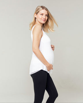 Luxury MARION bamboo maternity and nursing tank top with breastfeeding access. Available in black and white.