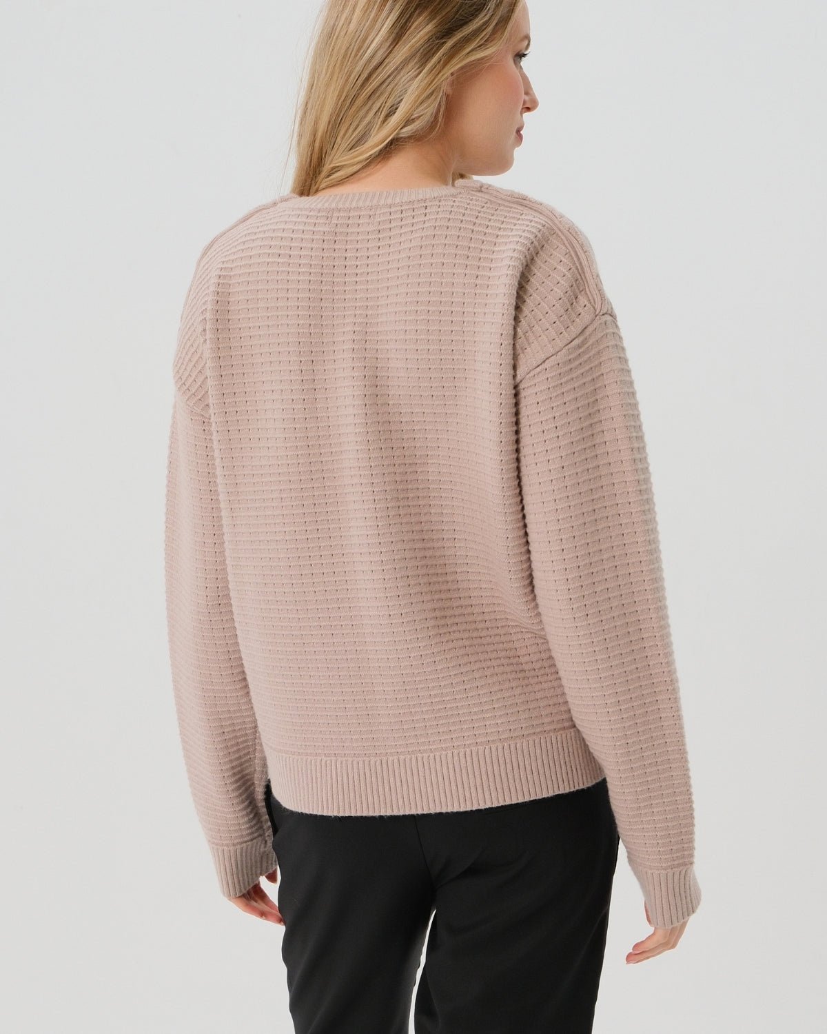 Taupe neutral premium maternity and nursing sweater in stretch cotton box knit. Featuring shoulder button detail for breastfeeding and discreet hem thumbholes for an extra cozy fit. Oversized fit is flattering, polished, and versatile - transitioning from pregnancy workwear to loungewear to streetwear with ease. Petite and tall friendly; available in regular and plus size. 
