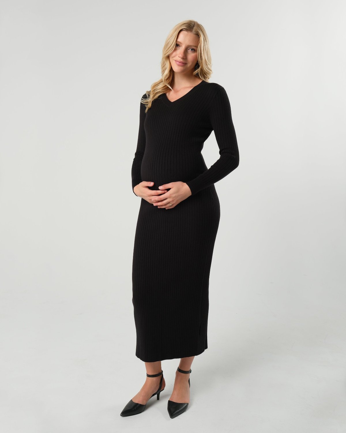 Full Body Maternity Nursing Sweater Dress in Cotton Knit MARION Maternity