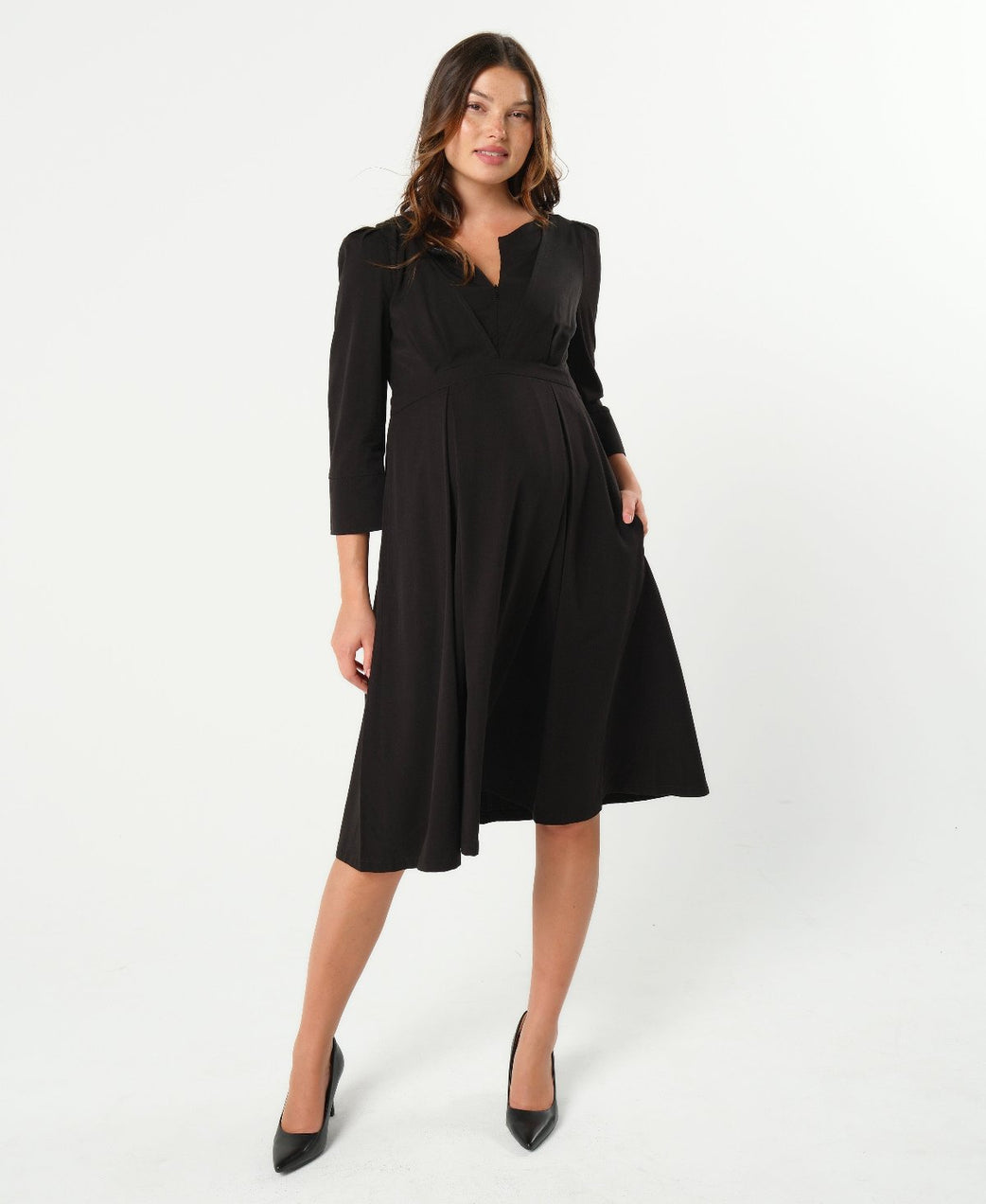 Sarah Empire Maternity Nursing Dress in TENCEL Regular Petite MARION Maternity