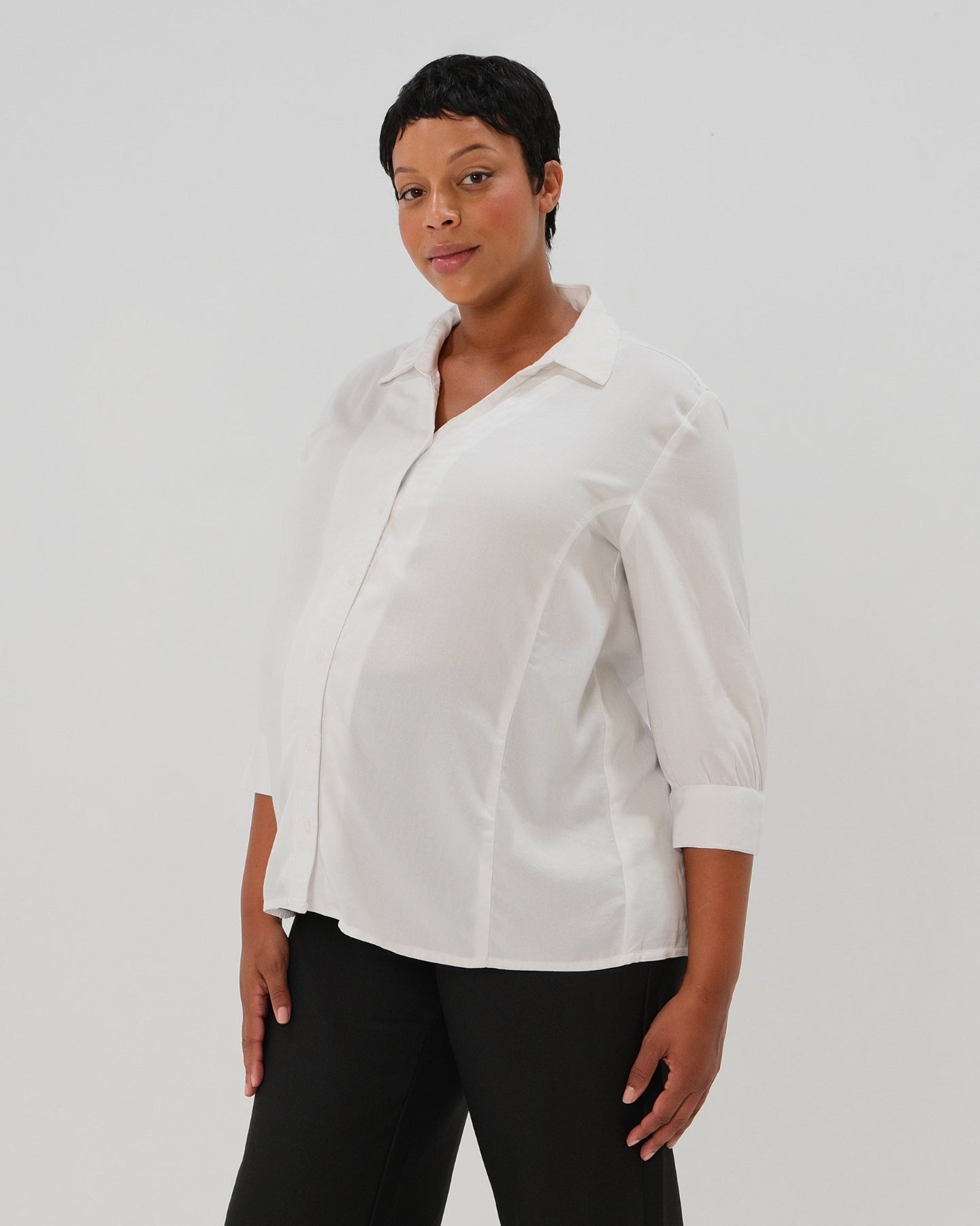 maternity dress shirts No-Gap Petite Maternity Nursing Button Down Shirt