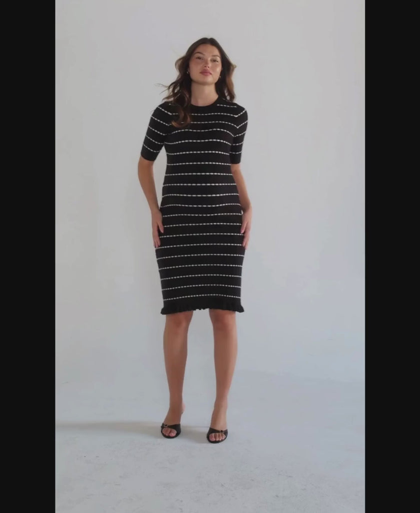Striped Knit Maternity & Nursing Sweater Dress